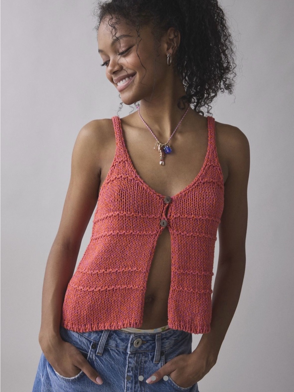 NWT Kimchie Blue Women’s Kiara Split-Front Flyaway Sweater Tank Top Size M